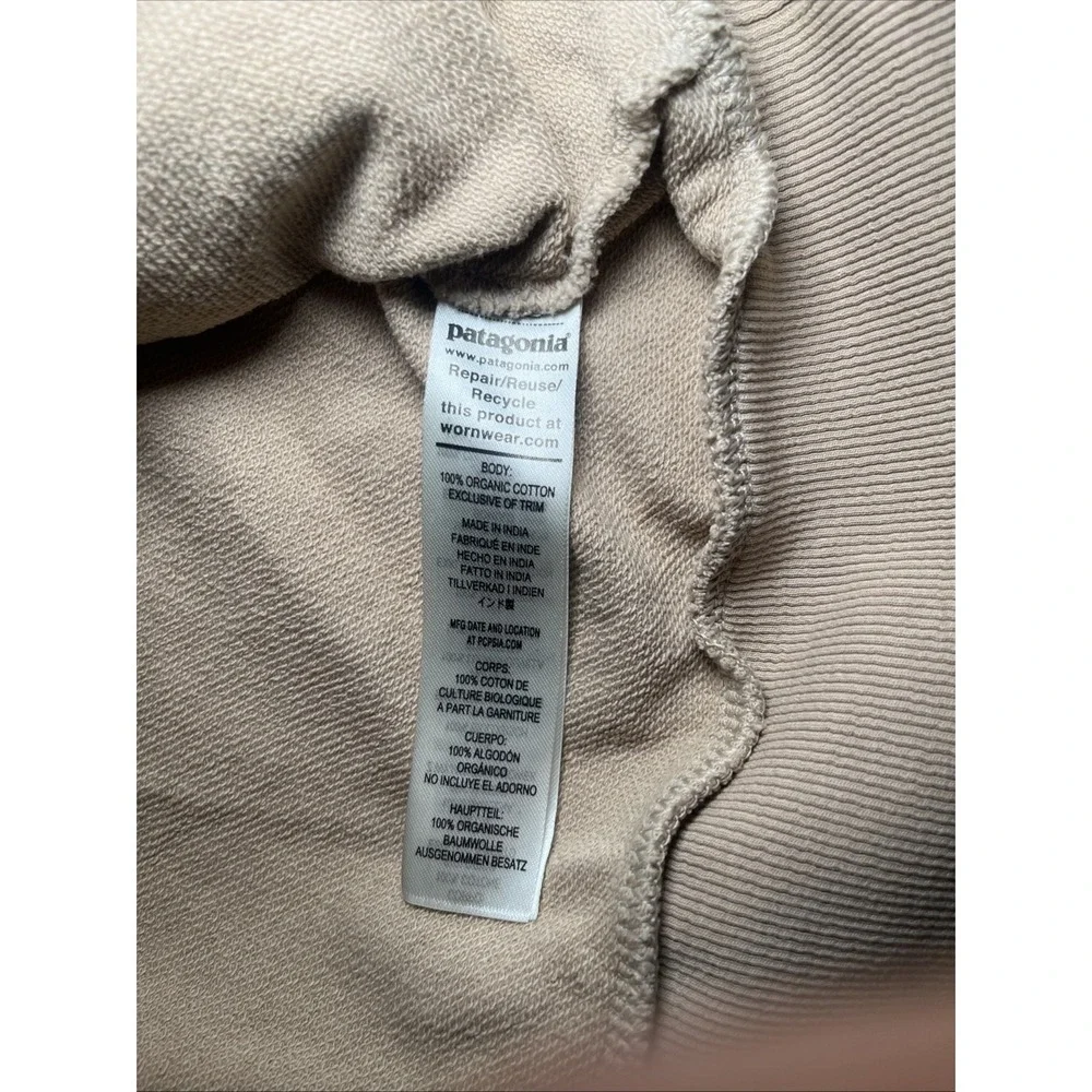 Patagonia Organic Cotton Hoodie XXL Beige Tan Pullover Sweatshirt Oversized
